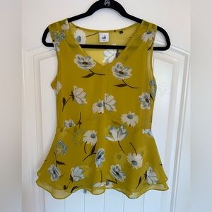 Women’s Cabi top #3782 Sz XS EUC yellow floral sheer